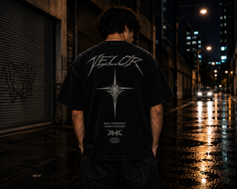 VELOR,StarTee,Tshirt,Washed,Black,Oversized,Unisex,Streetwear